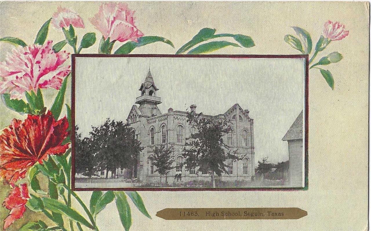 High School - Seguin, Texas - 1910 Postcard