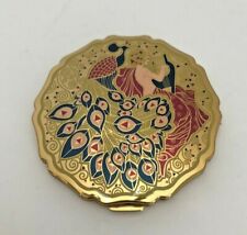 Stratton England Art Deco Nouveau Muse Lady Peacock Powder Compact Mirror picture