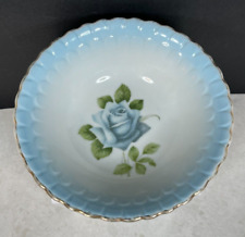 Vintage Wheelock Trade Blue Rose Scallop Edge Porcelain Bowl - #8965 picture