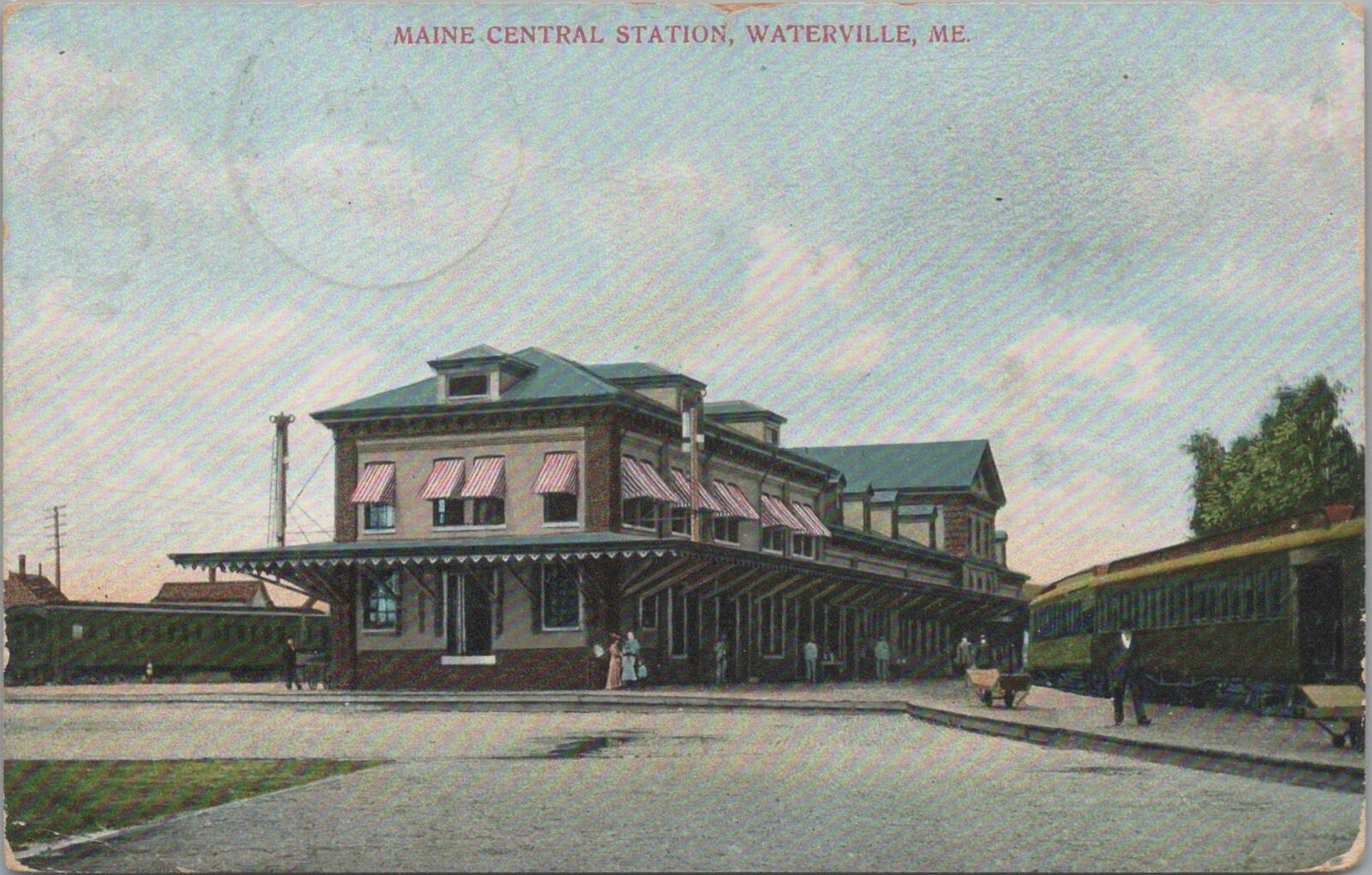 Postcard Railroad Maine Central Station Waterville ME 