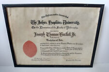 1915 Johns Hopkins University diploma framed man cave picture