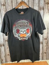 Harley Davidson Heritage HD Concord NH T Shirt Black Fire Skull Motors SS Sz L picture