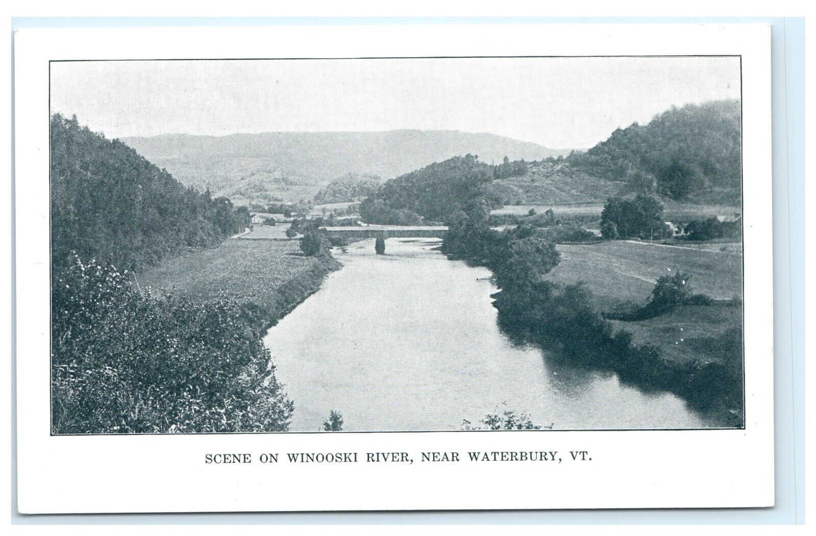 Scene on Winooski River Waterbury VT Vermont UDB Postcard E1