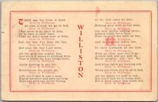 Vintage 1909 WILLISTON, North Dakota Greetings Postcard Poem / 1909 Cancel picture