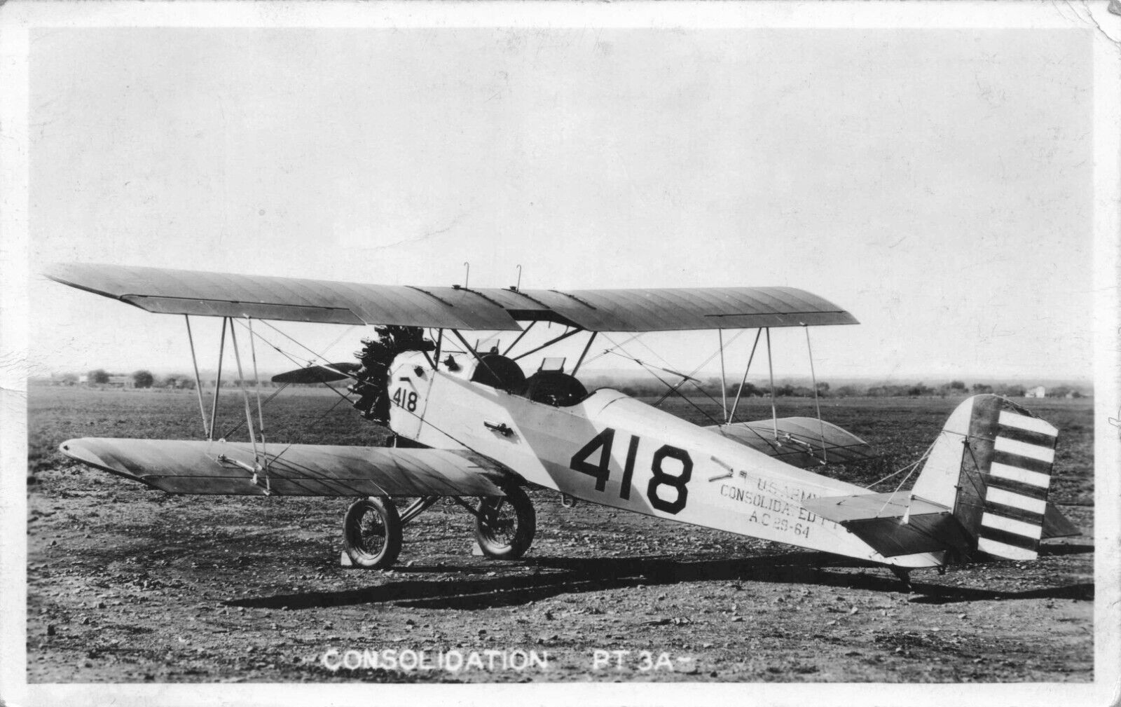 RPPC Aviation Consolidated PT 3A Training Plane From Randolph Field Postcard