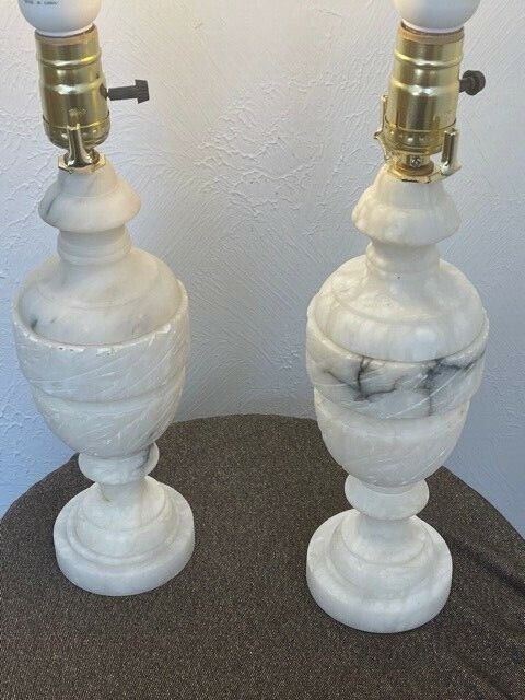 Vintage Lamps Matched Pair Italian Alabaster 