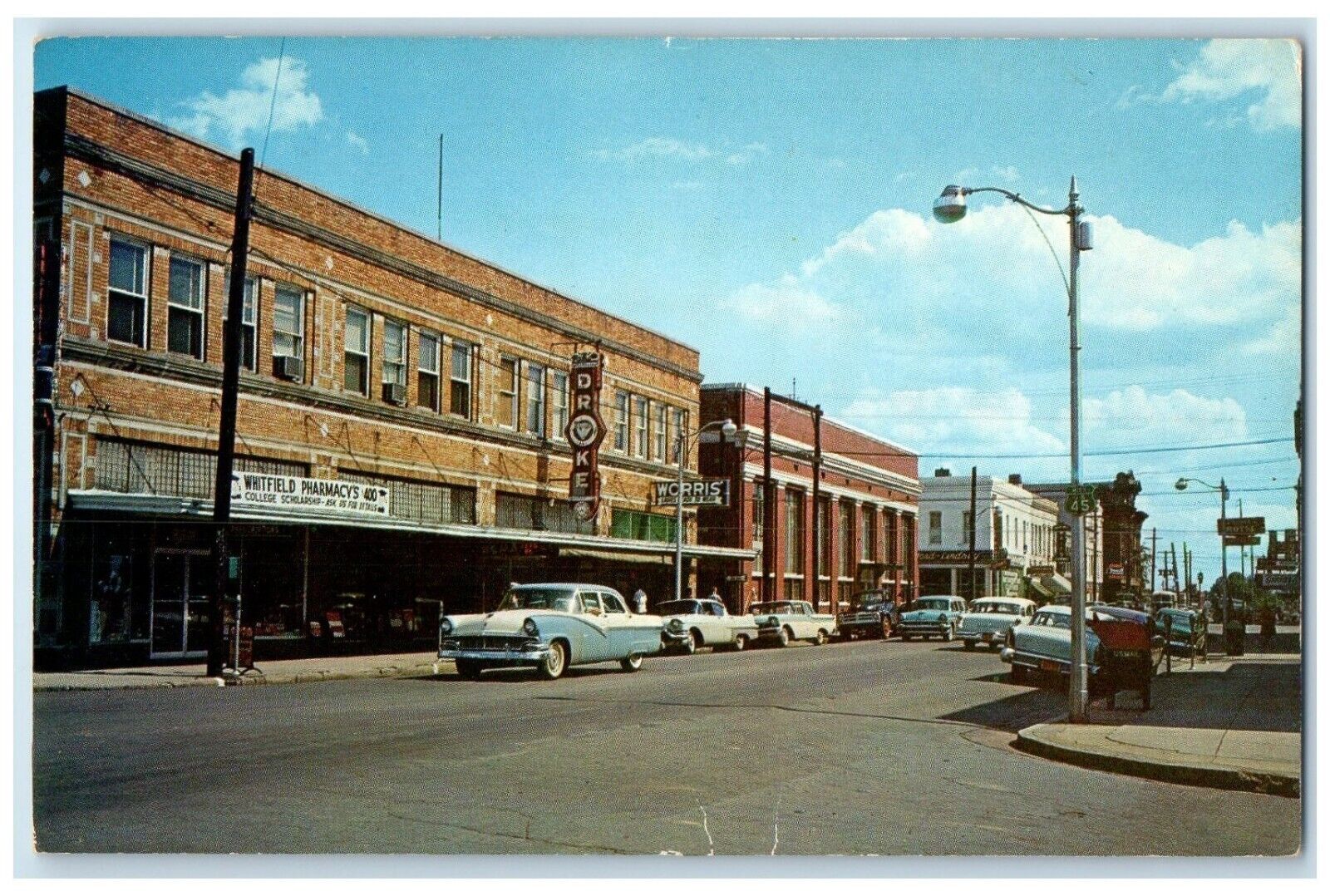 1963 Downtown Business District Corinth Mississippi MS Unposted Antique Postcard