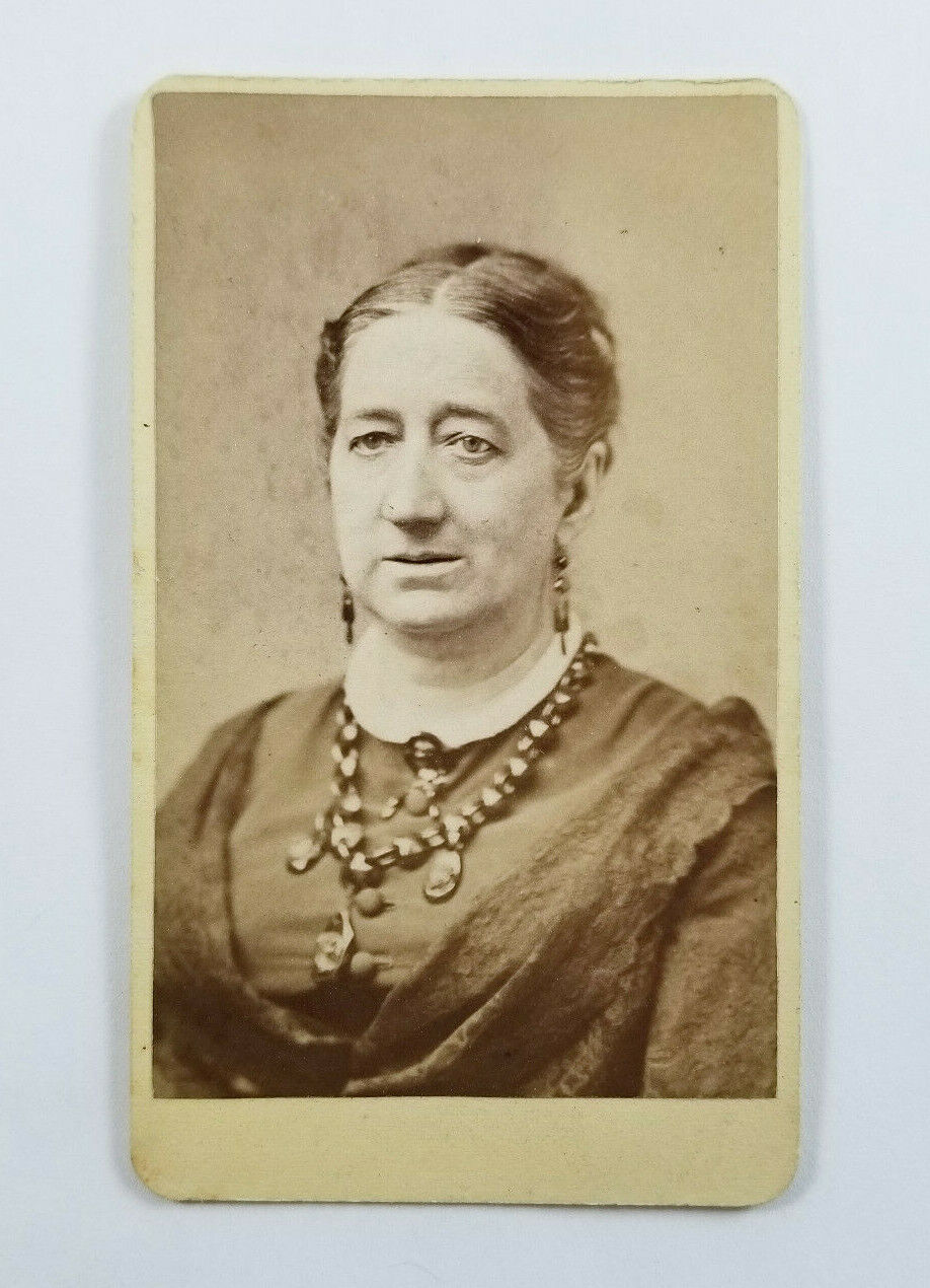 CDV Photograph Woman Wearing Jewelry Loomis Boston Massachusetts