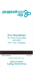 Eric MacMillan Fire-Life-Casualty The Co-operators Vintage Matchbook Cover picture