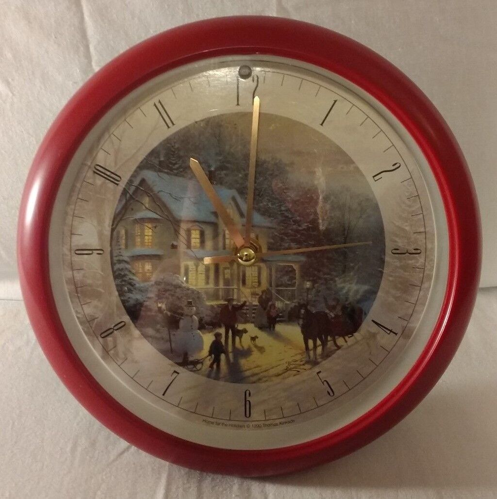Thomas Kinkade “Home For The Holidays” Christmas Carol Clock 1990