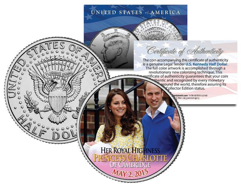 PRINCESS CHARLOTTE of Cambridge - Colorized JFK Half Dollar Coin William & Kate