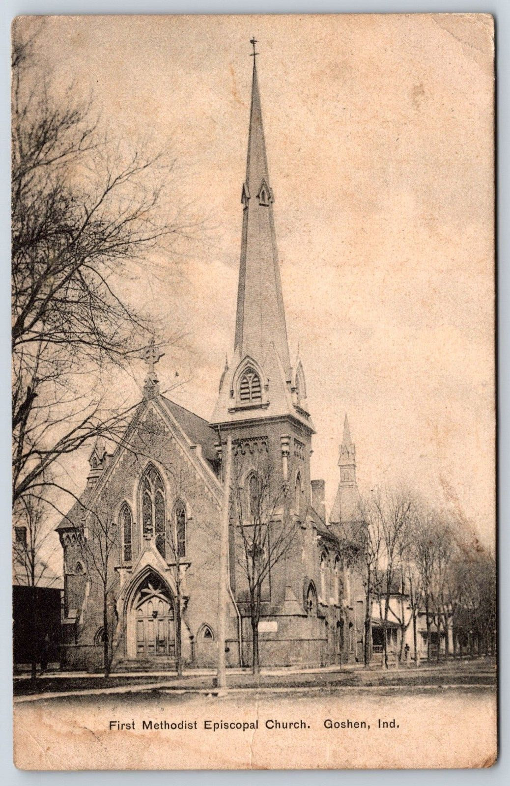 First Methodist Episcopal Church Goshen Indiana Postcard Undivided