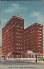 Richford Hotel Perry Square Erie PA Vintage Linen Postcard Cathedral Envelope Co picture