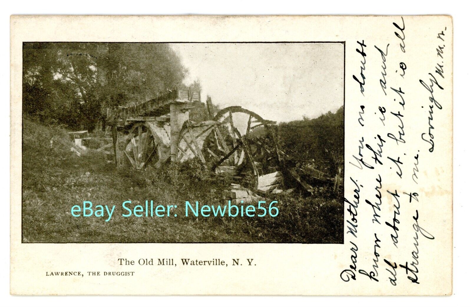 Waterville NY - RUINS OF OLD GRIST MILL - Postcard Oneida County