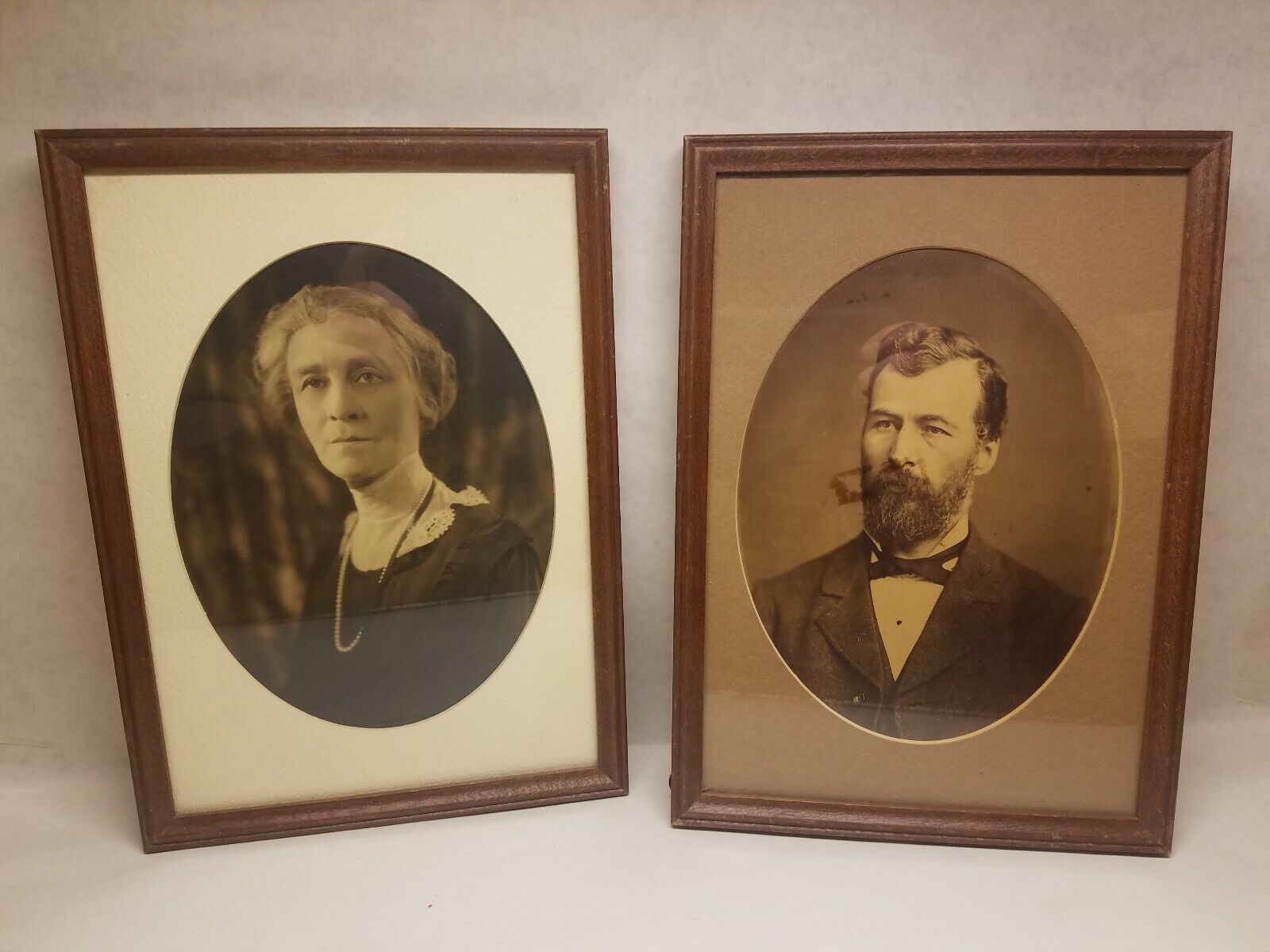 Lot 2 Vintage Potraits. Man Woman Framed In Younkers dept store. Des moines IA