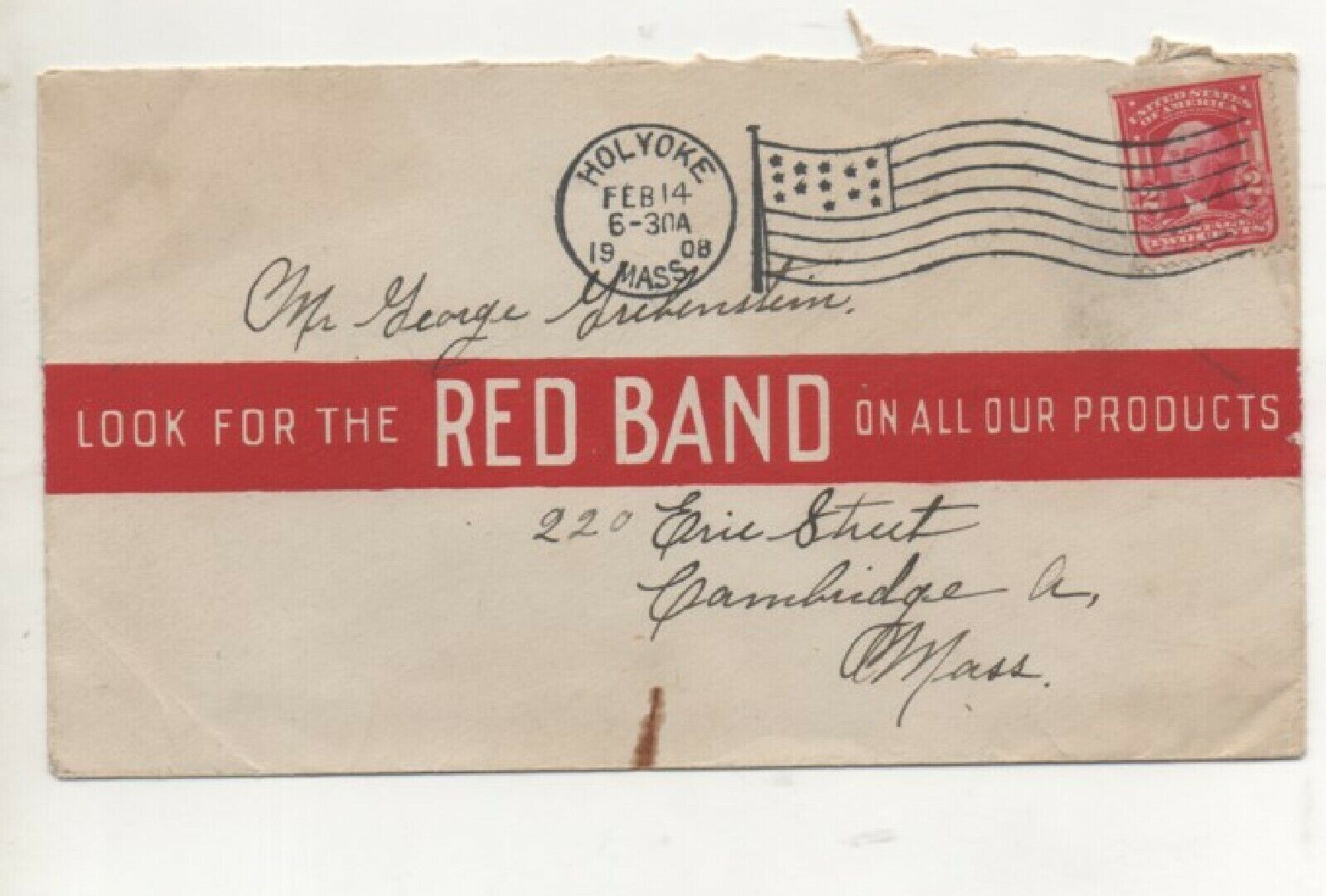 Sponsor Promotional Envelope For Wild Bill  Hitchcock Red Band Products 1908