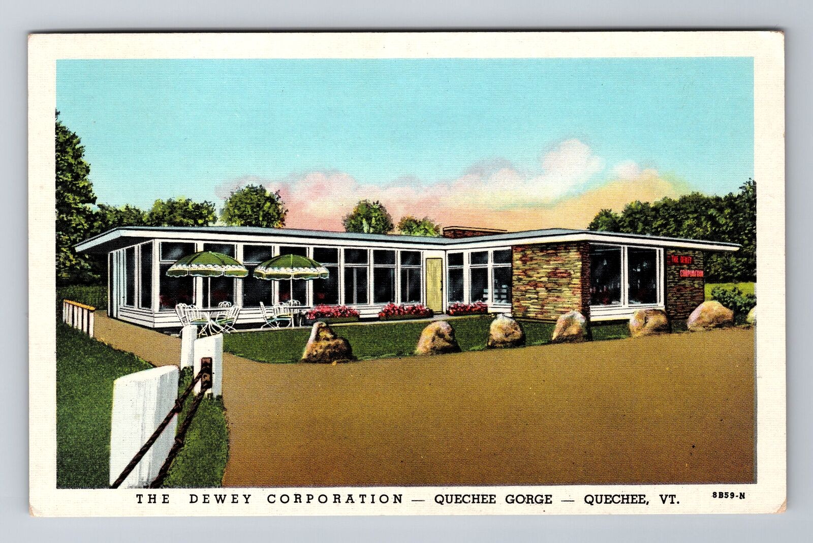 Quechee VT-Vermont, Dewey Corp. Restaurant Sales Room, Antique Vintage Postcard