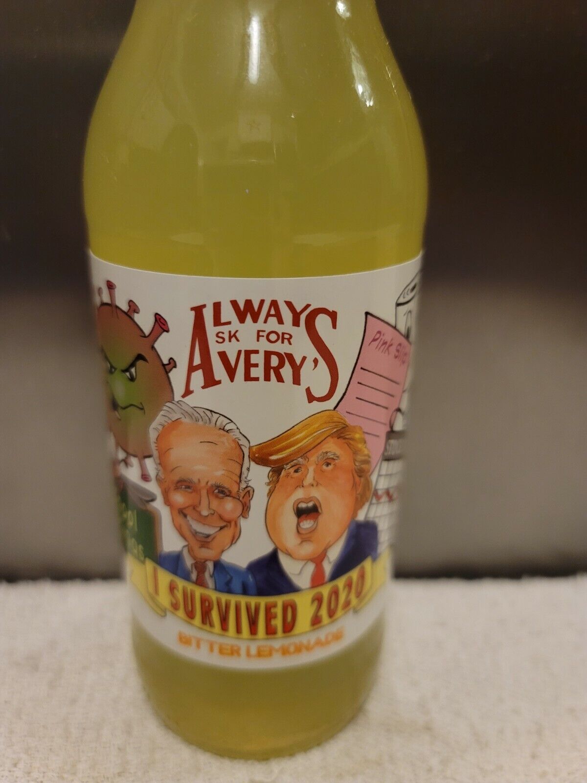 Trump Biden I Survived 2020 Always Ask Avery's Soda Limited Edition Bitter Lemon