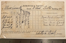 Downers Grove High School 1897 Bi-Monthly Report Card DuPage County IllinoisB2BC picture