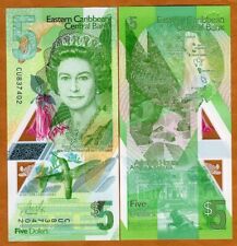 Eastern East Caribbean, $5 ND (2021) Polymer, QEII redesigned Gem UNC picture