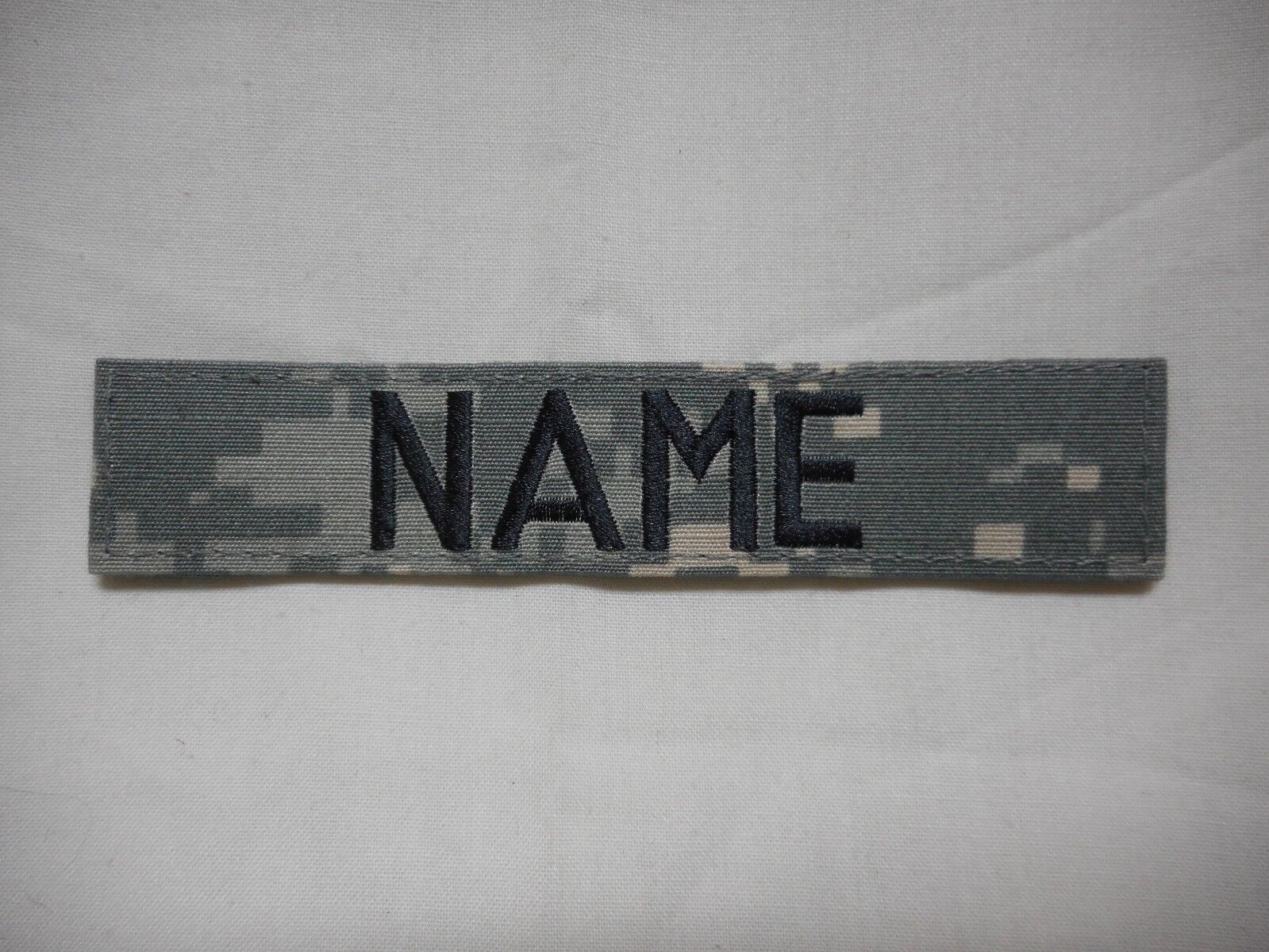 CUSTOM EMBROIDERED ACU NAME TAPE, NEW, 5 INCH LENGTH, WITH HOOK FASTENER*