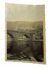 1930’s Heidelberg Germany Bridge View Castle Water Boat Vintage B&W Photo w/Note picture