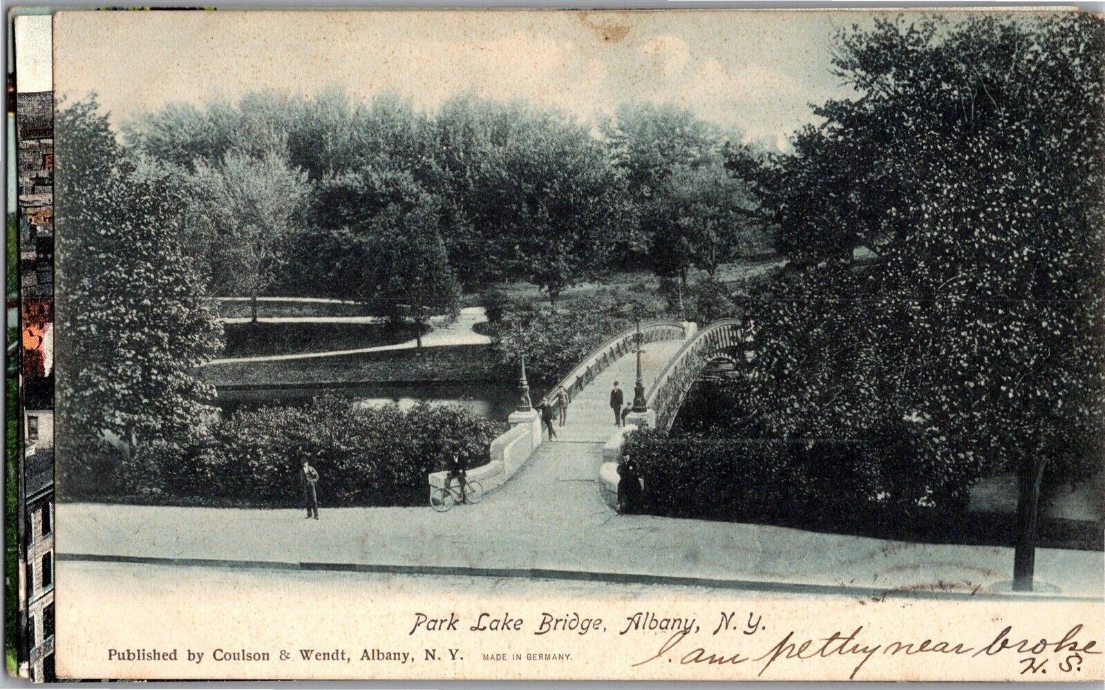 View of Park Lake Bridge Albany NY c1908 Vintage Postcard T17