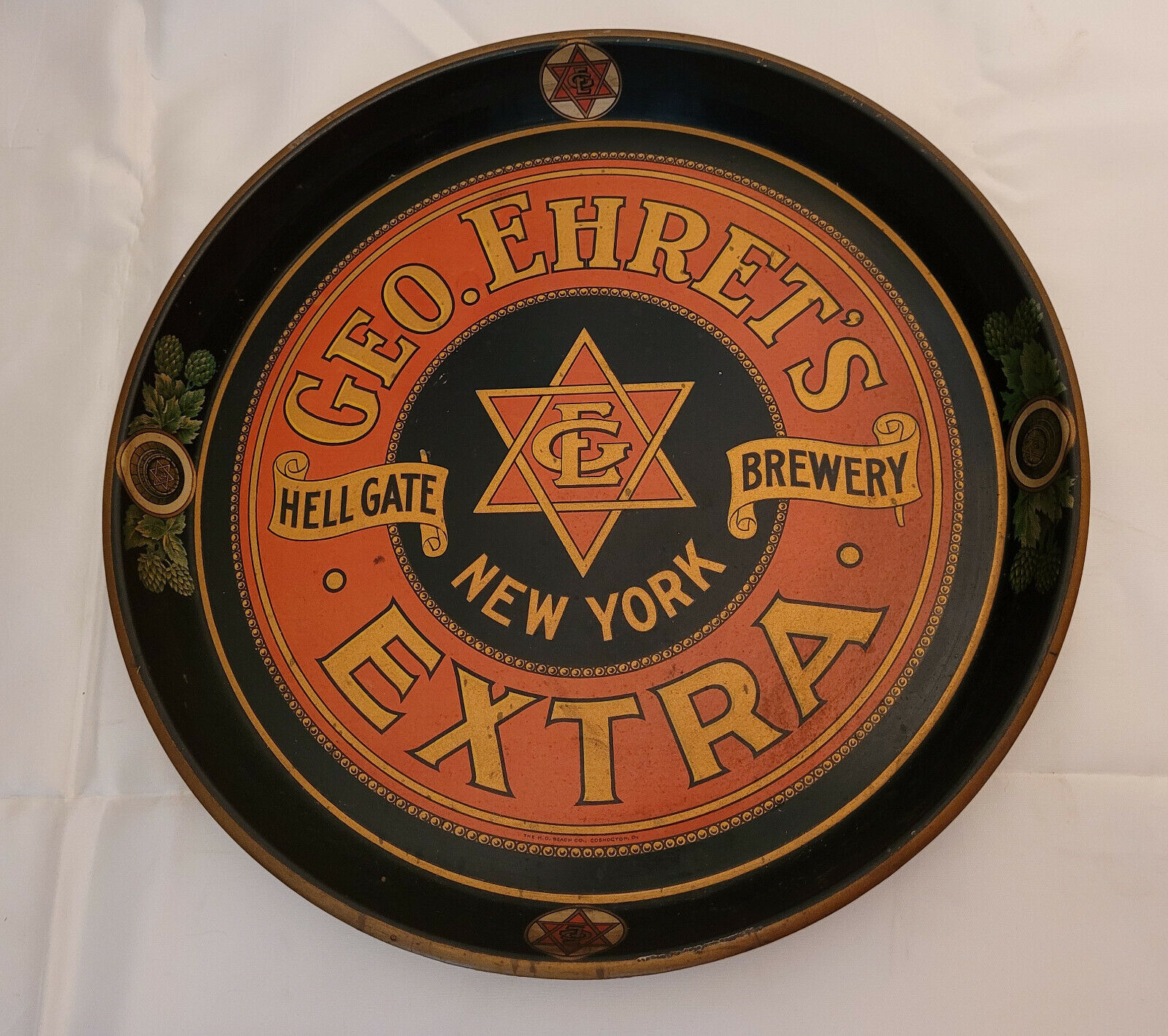George Ehret\'s Hell Gate Brewer New York Pre-Prohibition Round Beer Tray