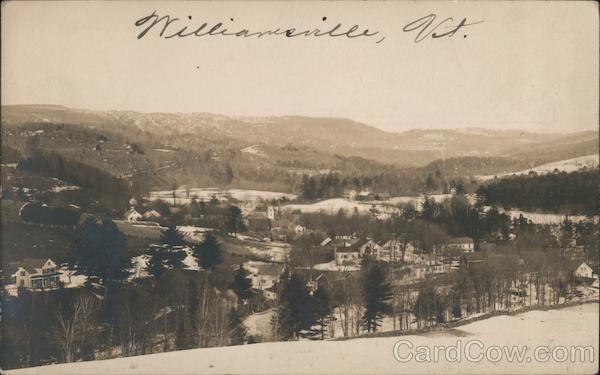 RPPC Williamsville,VT Panoramic landscape view of town Windham County Vermont
