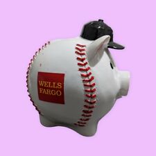 Piggy Bank Wells Fargo Pig Coin Bank Baseball Money Skeeters Ball Ceramic  picture