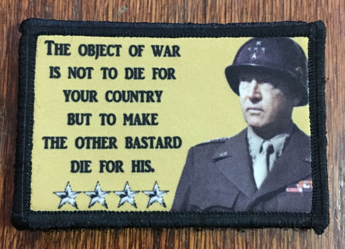 WWII General George S Patton Quote Morale Patch Military Tactical Army Flag USA