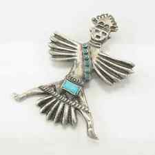 Horace Iule Turquoise Brooch Zuni Knifewing, Sandcast Sterling Silver picture