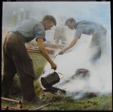 Glass Magic Lantern Slide BLACKSMITHS AT DANBY DATED 1950 PHOTO YORKSHIRE  picture
