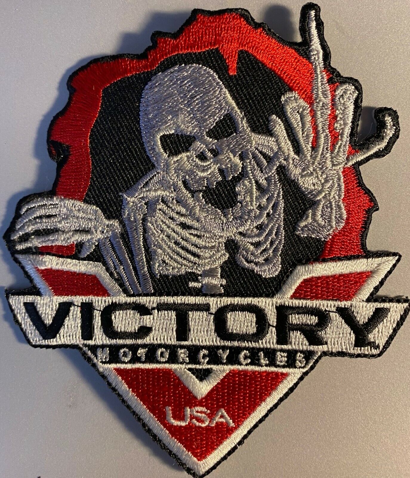 Victory Motorcycles USA Skeleton Middle Finger Patch RARE