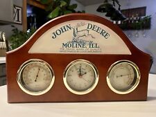Vintage John Deere Wooden Clock, Thermometer, and Barometer Weather Station. picture