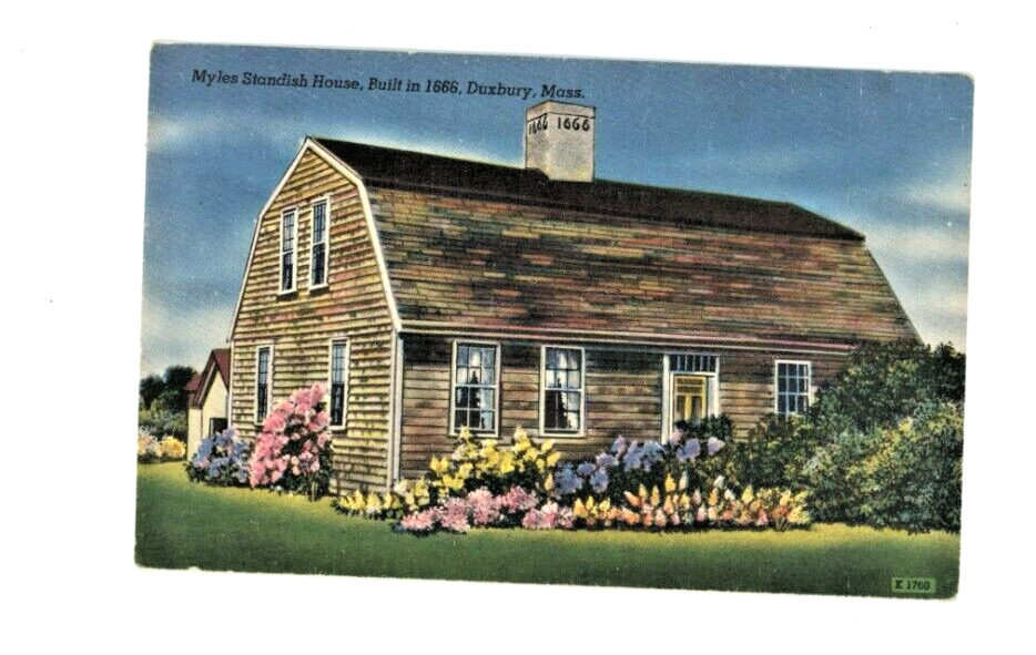 Vintage Postcard   MASSACHUETTS    MILES STANDISH HOUSE  DUXBURY  LINEN UNPOSTED