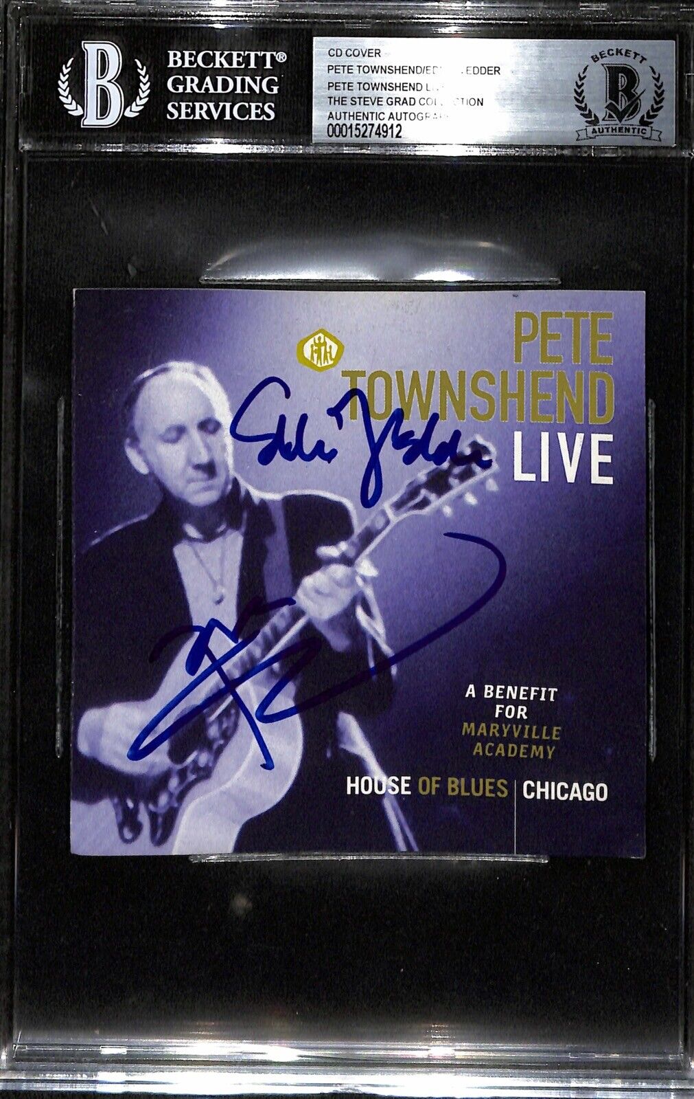 Pete Townshend & Eddie Vedder Signed “Live”  CD Cover BECKETT (Grad Collection)