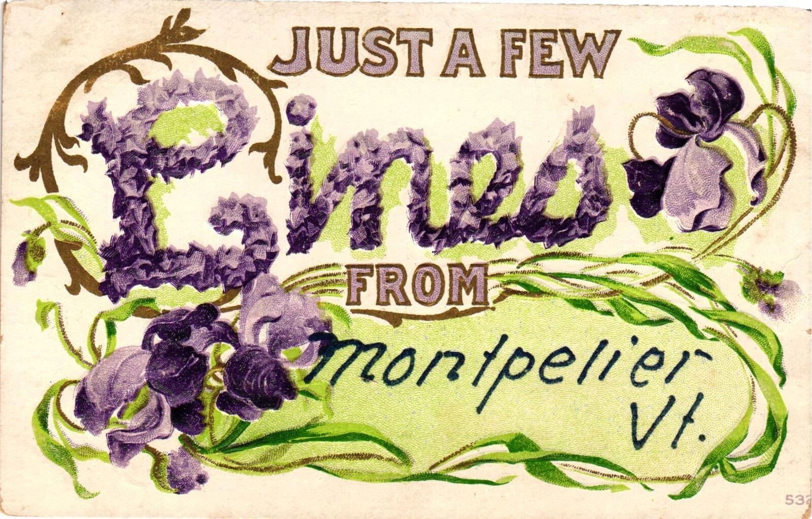 Vintage Postcard- Just a Few Lines for Montpelier, VT.