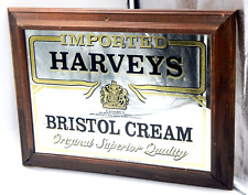 Harvey's Bristol Cream Vintage Mirrored Wood Frame 16.5 H x 21.5 Bar Sign Beeco picture
