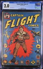 CAPTAIN FLIGHT COMICS #2 CGC 2.0 (GD) QUINLAN WORLD WAR II COVER 1944 FOUR STAR picture