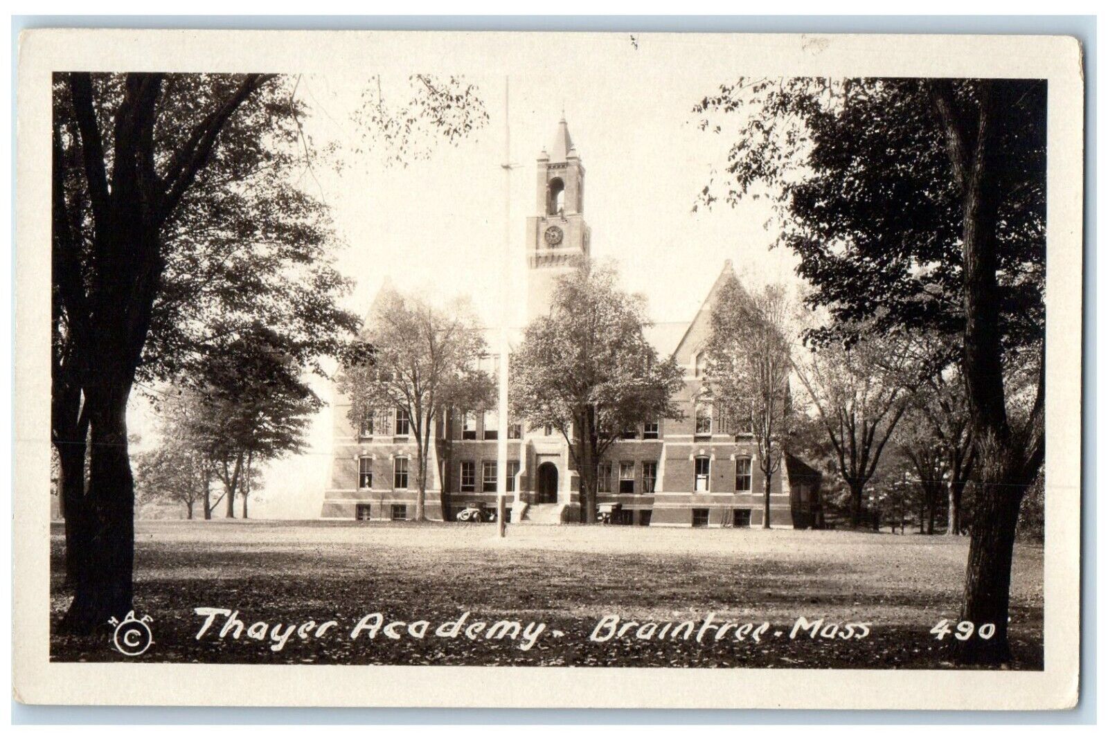 Braintree Massachusetts RPPC Photo Postcard Thayer Academy Exterior View c1905