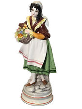 Ethan Allen Lady w/ Flowers, Made In Italy, 14 Inches Tall picture