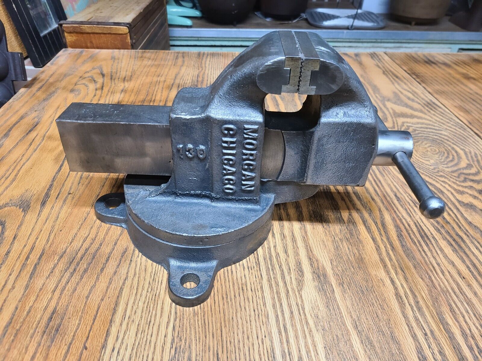 Vintage Morgan Chicago 130  3 in. Swivel Base Bench Vise American Made USA