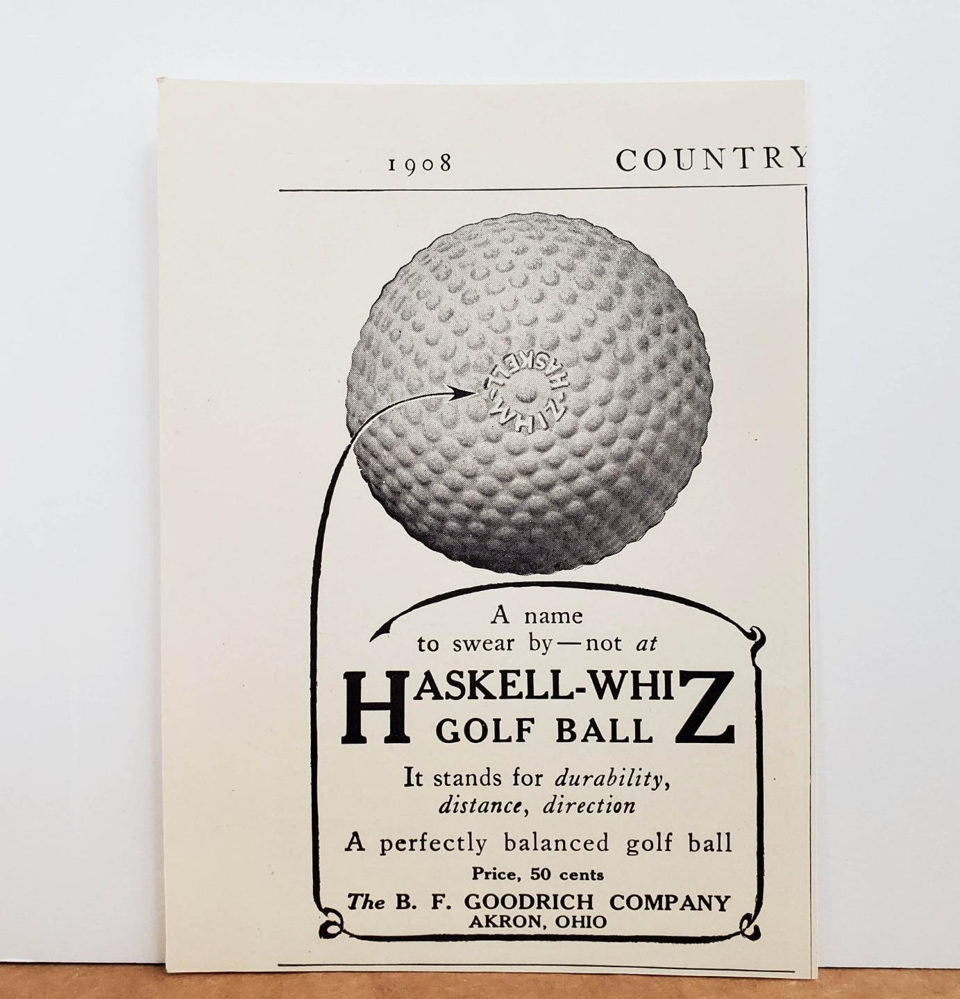 1908 Coburn Haskell-Whiz Golf Ball Rubber Core B. F. Goodrich OH Photo Print AD