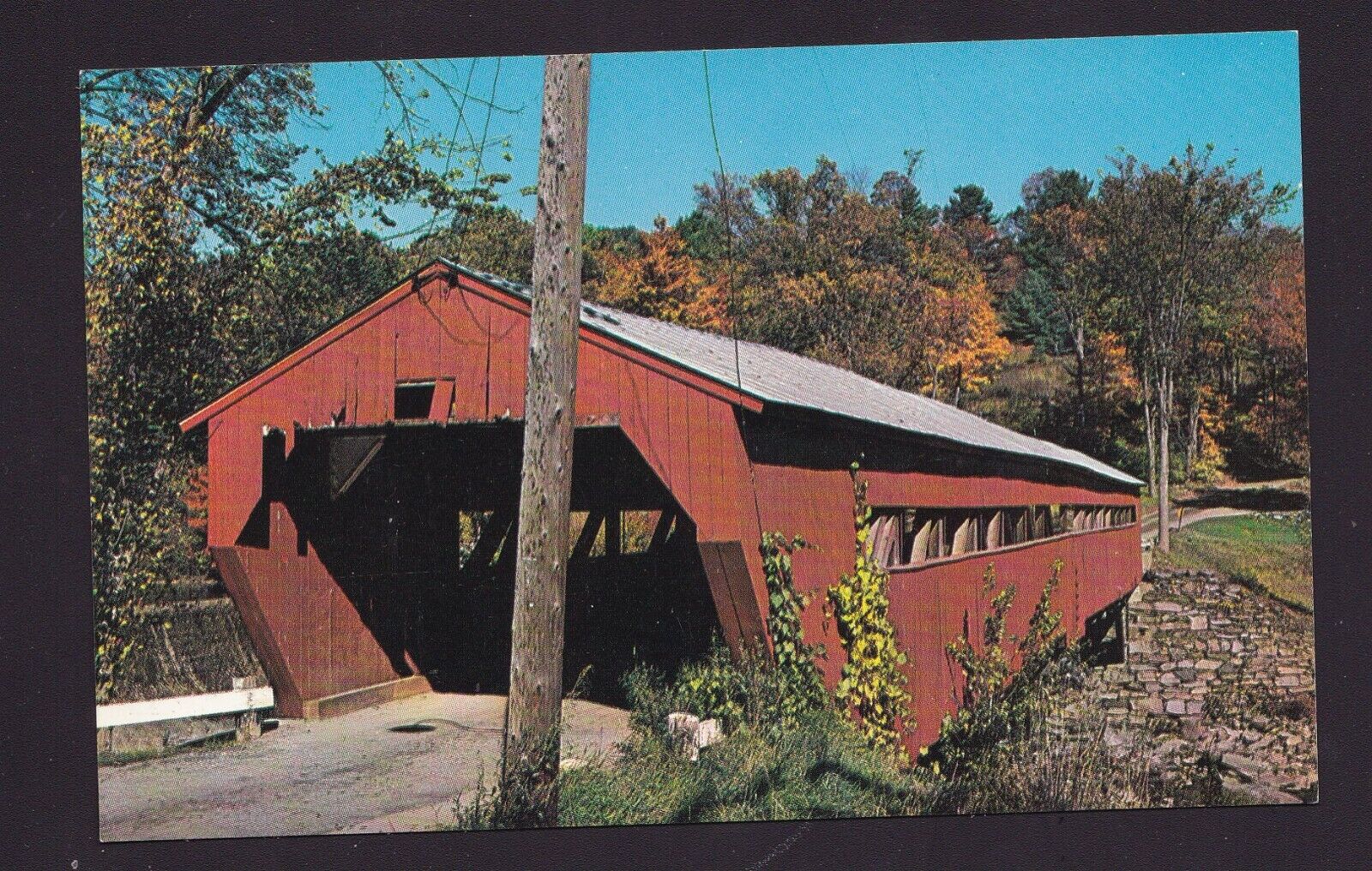 Old Vintage Postcard Taftsville Covered Bridge Vermont VT