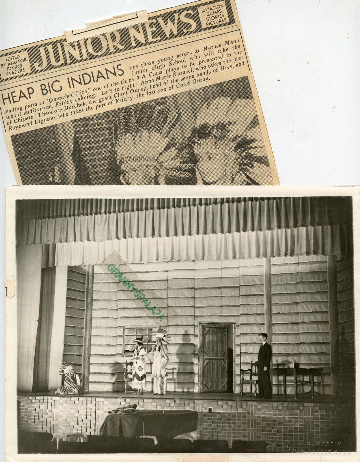 1935 Photo-Colorado-Horace Mann Junior High School Class Play+Paper Clipping-