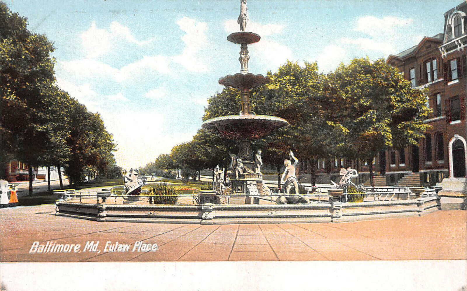 Eulaw Place, Baltimore, Maryland, Early Postcard, Unused