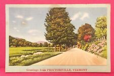 Old Postcard VT 1930s Greetings from Proctorsville Road View Posted Linen B1 picture