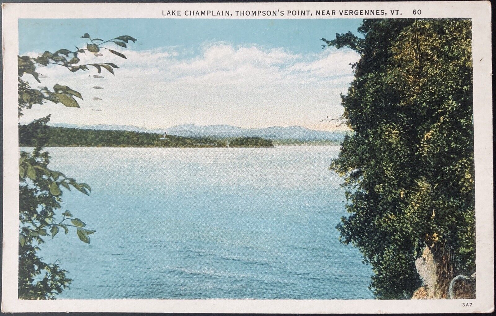 LAKE CHAMPLAIN, VERMONT. C.1934 PC.(M18)~VIEW OF THOMPSON’S POINT NEAR VERGENNES
