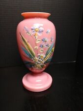 Antique Hand Painted Opaline Bristol Glass Vase picture